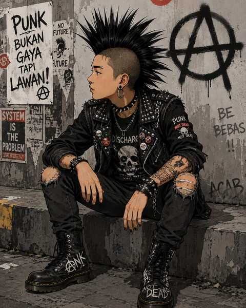 Ilustrasi punk. Sumber: Chat GPT
