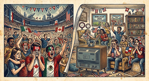 Ilustrasi penonton Piala Dunia 2026 (Dibuat dengan AI Gemini)