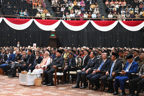 Presiden Republik Indonesia, Prabowo Subianto bersama PM India Narendra Modi saat menghadiri acara Indian Community Reception yang digelar di Jakarta International Convention Center (JICC), pada Selasa, (7/7/2026). Foto: Cahyo - Biro Pers Sekretariat Presiden