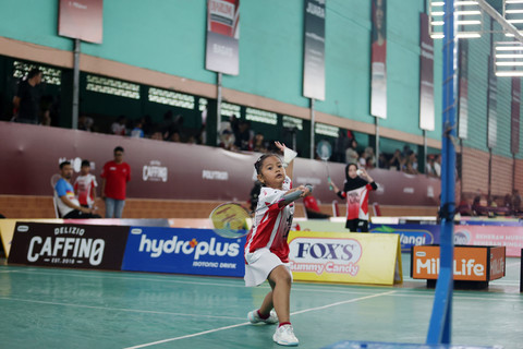Bellvania Safistika Sheila Mahaeswari, atlet Jelang Fajar Badminton Class, Pekanbaru, menarik perhatian tim pencari bakat saat tampil di babak turnamen Audisi Umum PB Djarum 2026. Foto: Dok. PB Djarum