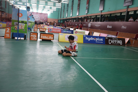 Shaqeel Alghifari Farzani meraih kemenangan saat tampil di Audisi Umum PB Djarum 2026 - Pekanbaru yang berlangsung di GOR Angkasa, Jumat (10/7). Foto: PB Djarum