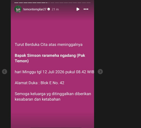 Komedian Temon meninggal Foto: dok. Instagram