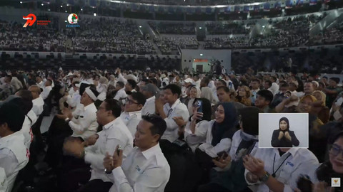 Hari Koperasi Nasional 2026 dengan tajuk "Koperasi Berdaya, Indonesia Berjaya" di Indonesia Arena, Jakarta, Minggu (12/7/2026). Foto: YouTube/ Sekretariat Presiden