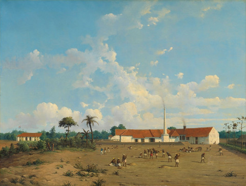 Gambaran kondisi pabrik gula Jawa era kolonial (source: Rijksmuseum, Wikimedia Commons). 