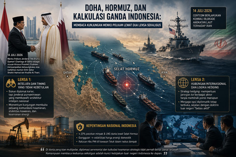 Gambar: Ilsutrasi Doha dan Hormuz, serta Kalkulasi Ganda Indonesia (Sumber: Diolah oleh Penulis)