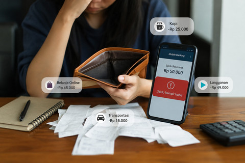 Ilustrasi Invisible Spending yang Menguras Keuangan Tanpa Disadari. Sumber: OpenAI (AI Generated).