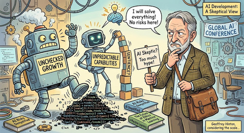 Ilustrasi Geoffrey Hinton skeptis terhadap AI (Ilustrasi oleh AI/Gemini)