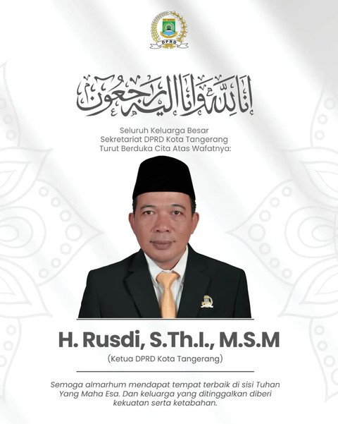 Ketua DPRD Kota Tangerang, Rusdi wafat pada Minggu, (19/7/2026). Foto: Instagram/ @dprdkotatangerang