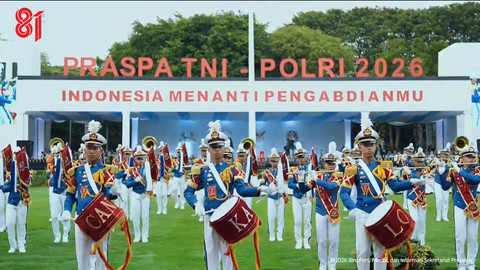 Suasana Upacara Prasetya Perwira (Praspa) TNI dan Polri Tahun 2026 di Istana Merdeka, Jakarta, Rabu (22/7/2026). Foto: YouTube/ Sekretariat Presiden