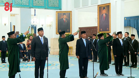 Presiden Subianto melantik Kepala BGN dan Gubernur dan Wagub Universitas Republik Indonesia di Istana Negara, Jakarta, Rabu (22/7/2026). Foto: YouTube/ Sekretariat Presiden