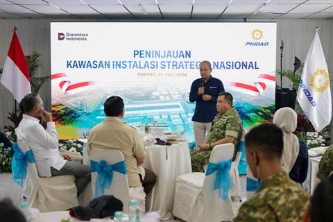 Menteri Pertahanan Republik Indonesia Sjafrie Sjamsoeddin meninjau pengembangan Kawasan Industri Kendaraan Nasional di Pabrik Mobil Nasional Subang, Jawa Barat, pada Selasa, (21/7/2026). Foto: Kemenhan