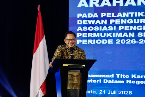 Mendagri Tito Karnavian tegaskan pelibatan sektor swasta sangat penting untuk mengoptimalkan realisasi program perumahan rakyat guna mengatasi tantangan backlog perumahan secara cepat, Selasa (21/7/2026). Foto: Kemendagri RI