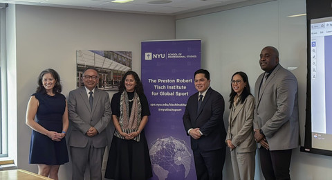 Menpora Erick Thohir teken MoU bersejarah dengan Preston Robert Tisch Institute for Global Sport NYU untuk kembangkan manajemen olahraga dan bangun ekosistem industri olahraga berkelas dunia, Selasa (21/7/2026). Foto: Myaskovsky/NYU Photo Bureau