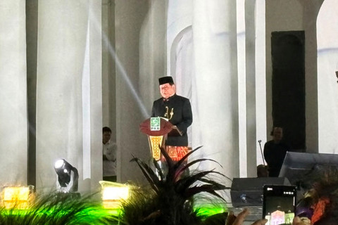 Gubernur DKI Jakarta Pramono Anung memberikan sambutan dalam acara Hari Lahir ke-28 dan Pelantikan DPC PKB Se-Indonesia, Taman Fatahillah, Kota Tua, Jakarta, Rabu (22/7/2026). Foto: Kevin Daniel/kumparan
