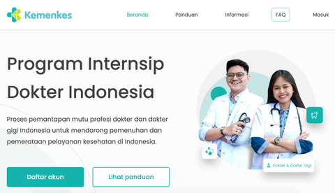 Website program internsip atau magang dokter oleh Kemenkes RI. Foto: Website Kemenkes RI