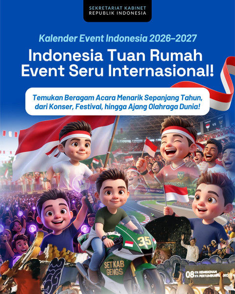 Unggahan Sekretariat Kabinet RI tentang Kalendar event Indonesia 2026 dan 2027. Foto: Instagram/@sekretariat.kabinet