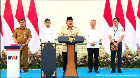 Presiden Prabowo Subianto memberikan sambutan saat menghadiri peresmian renovasi tahap pertama bangunan cagar budaya di Stasiun Semarang Tawang, Jawa Tengah, Kamis (30/7/2026). Foto: YouTube/ Sekretariat Presiden