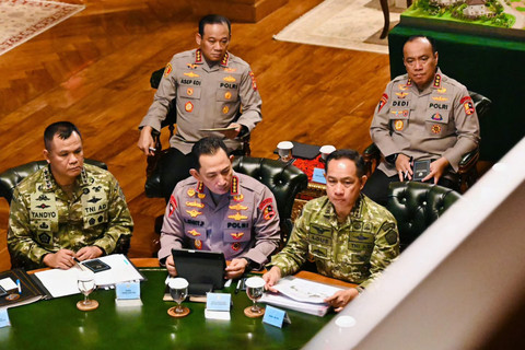 Presiden Prabowo Subianto menerima Panglima TNI Jenderal TNI Agus Subiyanto dan Kapolri Jenderal Pol. Listyo Sigit Prabowo di Hambalang, Kabupaten Bogor, Jawa Barat, Selasa (1/9/2026). Foto: Instagram/ @sekretariat.kabinet