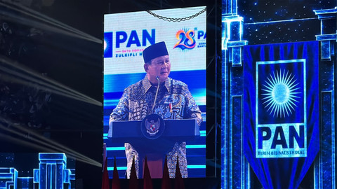 Presiden Prabowo Subianto memberikan sambutan dalam acara peluncuran Gerakan PANSar Murah Nasional sekaligus Malam Puncak HUT ke-28 PAN di Plenary Hall, JCC, Jakarta, Jumat (18/9/2026). Foto: Zahira Hilman/kumparan