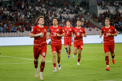 Pemain Timnas Indonesia Ole Romeny berselebrasi usai mencetak gol ke gawang Timnas Singapura pada laga FIFA Asean Cup 2026 di Stadion Utama Gelora Bung Karno (SUGBK), Jakarta, Jumat (25/9/2026). Foto: Jamal Ramadhan/kumparan