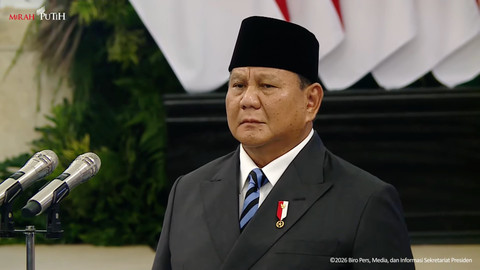 Presiden Prabowo Subianto saat Pelantikan dan pengucapan sumpah pejabat negara, Istana Negara, Jakarta, Kamis (1/9/2026). Foto: YouTube/ Sekretariat Presiden