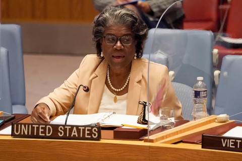 Duta Besar Amerika Serikat untuk PBB, Linda Thomas-Greenfield. Foto: TIMOTHY A. CLARY / AFP