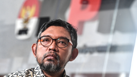 Direktur Sosialisasi dan Kampanye Antikorupsi KPK (non aktif) Giri Suprapdiono saat menghadiri debat soal polemik Tes Wawancara Kebangsaan (TWK) pegawai KPK di gedung KPK Merah Putih, Jakarta, Jumat (4/6). Foto: Muhammad Adimaja/ANTARA FOTO