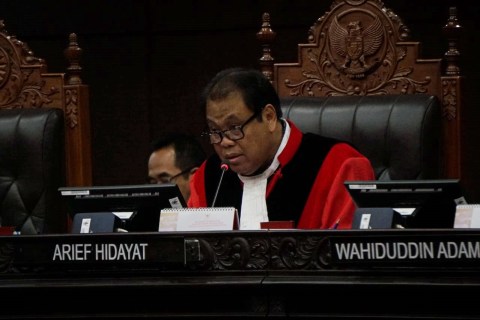 Ketua Majelis Hakim Arief Hidayat memimpin sidang uji materi UU KPK di Mahkamah Konstitusi, Jakarta, Rabu (8/1/2020). Foto: Jamal Ramadhan/kumparan