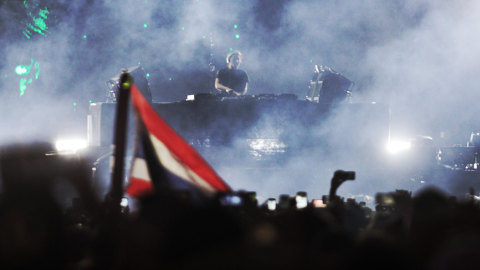 Aksi panggung Skrillex di Djakarta Warehouse Project (DWP) 2019 di Jakarta International Expo, Jakarta. Foto: Irfan Adi Saputra/kumparan
