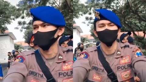 Viral Polisi Mirip Oppa Korea Kawal Demo Pedemo Bening Banget Sih Pak Kumparan Com