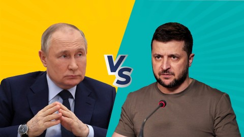 Presiden Rusia Vladimir Putin dan Presiden Ukraina Volodymyr Zelensky. Foto: Mikhail Tereshchenko/Sputnik/AFP, Ukrainian Presidential