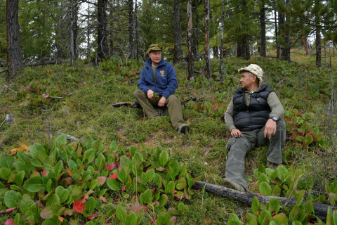 Presiden Rusia Vladimir Putin (kiri) dan Menteri Pertahanan Sergei Shoigu berbincang saat liburan di Taiga Siberia, Rusia. Foto: Sputnik / Alexei Druzhinin / Kremlin via Reuters