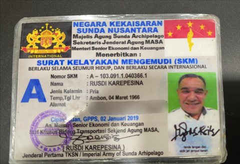 KTP Kekaisaran Sunda Nusantara. Foto: Dok. Istimewa