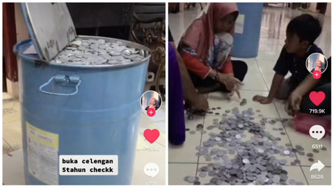 Satu Keluarga Bongkar Celengan Koin Selama 5 Tahun, Isinya Capai Puluhan Juta