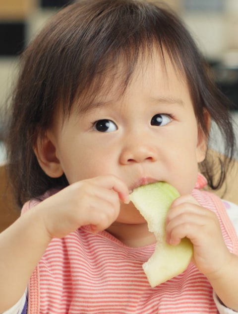 Ilustrasi bayi makan melon.  Foto: Shutterstock