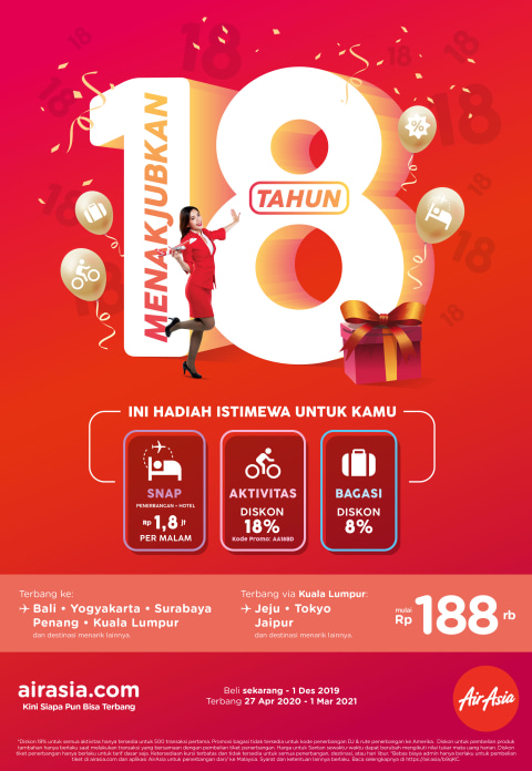 Promo Seru Airasia Tiket Ke Bali Hingga Tokyo Mulai Dari Rp 188 Ribu Kumparan Com