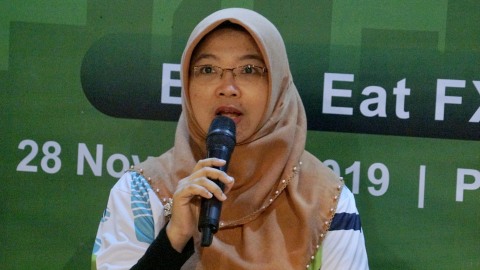 VP Corporate Communication PT Pertamina (persero), Fajriyah Usman, pada konferensi pers Pertamina Eco Run, di FX Sudirman, Jakarta Pusat, Kamis (28/11/2019). Foto: Helmi Afandi/kumparan