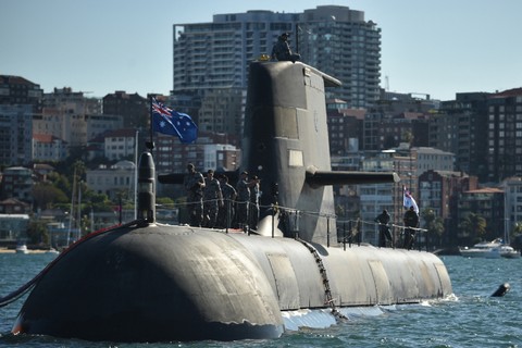 HMAS Waller (SSG 75) Angkatan Laut Australia, kapal selam diesel-listrik kelas Collins. Foto: PETER PARKS/AFP