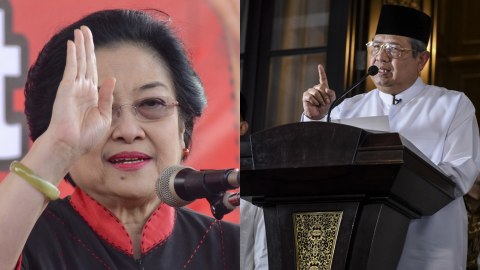 Megawati Soekarnoputri dan SBY Foto: Antara/Ahmad Subaidi dan Hafidz Mubarak A.
