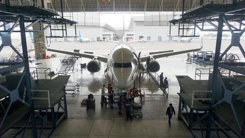 Hanggar pesawat GMF Aeroasia. Foto: Jamal Ramadhan/kumparan