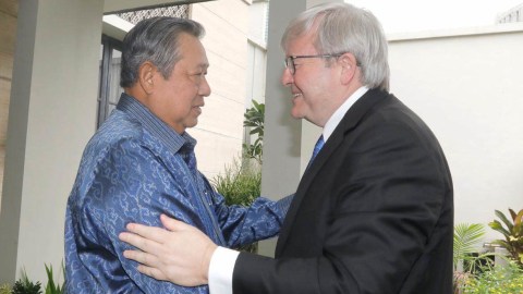 Presiden SBY saat menerima kunjungan sahabat lamanya, Perdana Menteri Australia 2007-2010, Kevin Rudd. Foto: Dok. Tim SBY