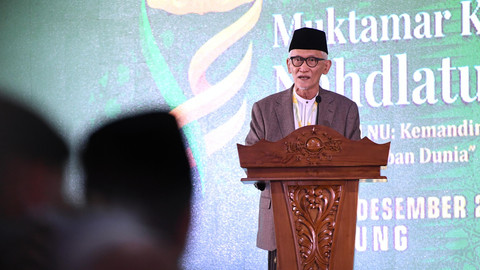 KH. Miftahul Akhyar di acara Muktamar Nahdlatul Ulama (NU). Foto: Lukas/Biro Pers Sekretariat Presiden