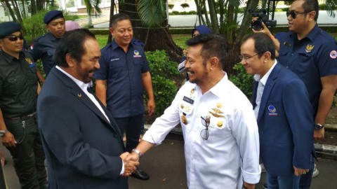 Surya Paloh bertemu Syahrul Yasin Limpo Foto: Rafyq Pandjaitan/kumparan