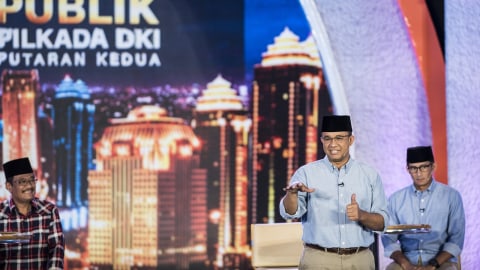 Anies di Debat Pilkada DKI Jakarta Putaran Kedua. Foto: Antara/M Agung Rajasa