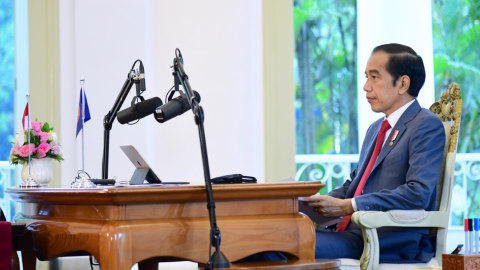 Presiden Jokowi hadiri KTT ke-37 Asean secara virtual dari Istana Kepresidenan Bogor, Jawa Barat, Kamis (12/11/2020). Foto: Lukas - Biro Pers Sekretariat Presiden