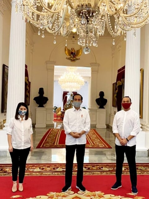 Elite PSI, Grace Natalie dan Giring Ganesha, menemui Jokowi di Istana. Foto: Instagram/@gracenat