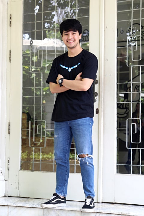 Morgan Oey promosi film 'Eggnoid' di kumparan, Rabu (6/11/2019). Foto: Abil Achmad Akbar/kumparan