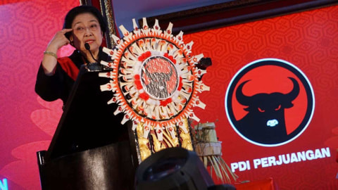 Ketua Umum PDIP Megawati Soekarnoputri memberikan pidato penutupan Kongres V PDIP, di Bali. Foto: Jamal Ramadhan/kumparan