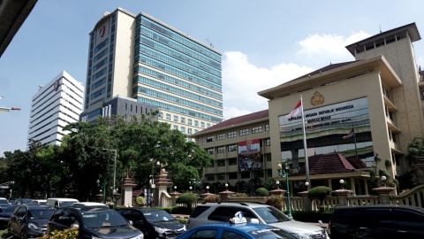 Suasana di depan gedung baru Bareskrim Polri. Foto: Jamal Ramadhan/kumparan