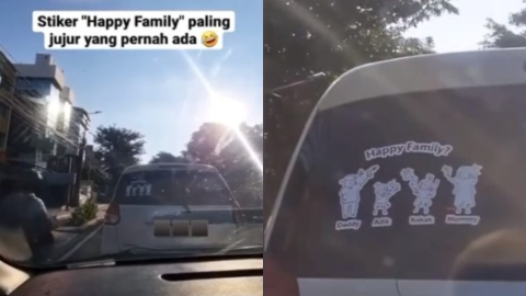 Stiker Happy Family di Mobil Jadi Sorotan, Anggota Keluarganya Semua Pegang HP (1)